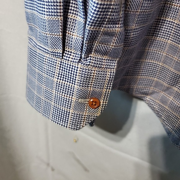 Hart Schaffner Marx Women Button Up Shirt Blue Plaid Long Sleeve Cotton Sz Small - Picture 12 of 12